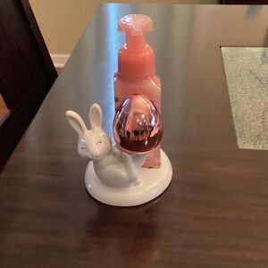 Bath & Body Works Pink Soap Dispenser with White Bunny Holder